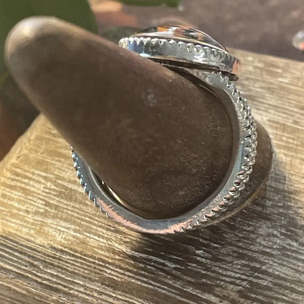 Stained Glass Horse Silver-Tone Ring in Blue and Brown
